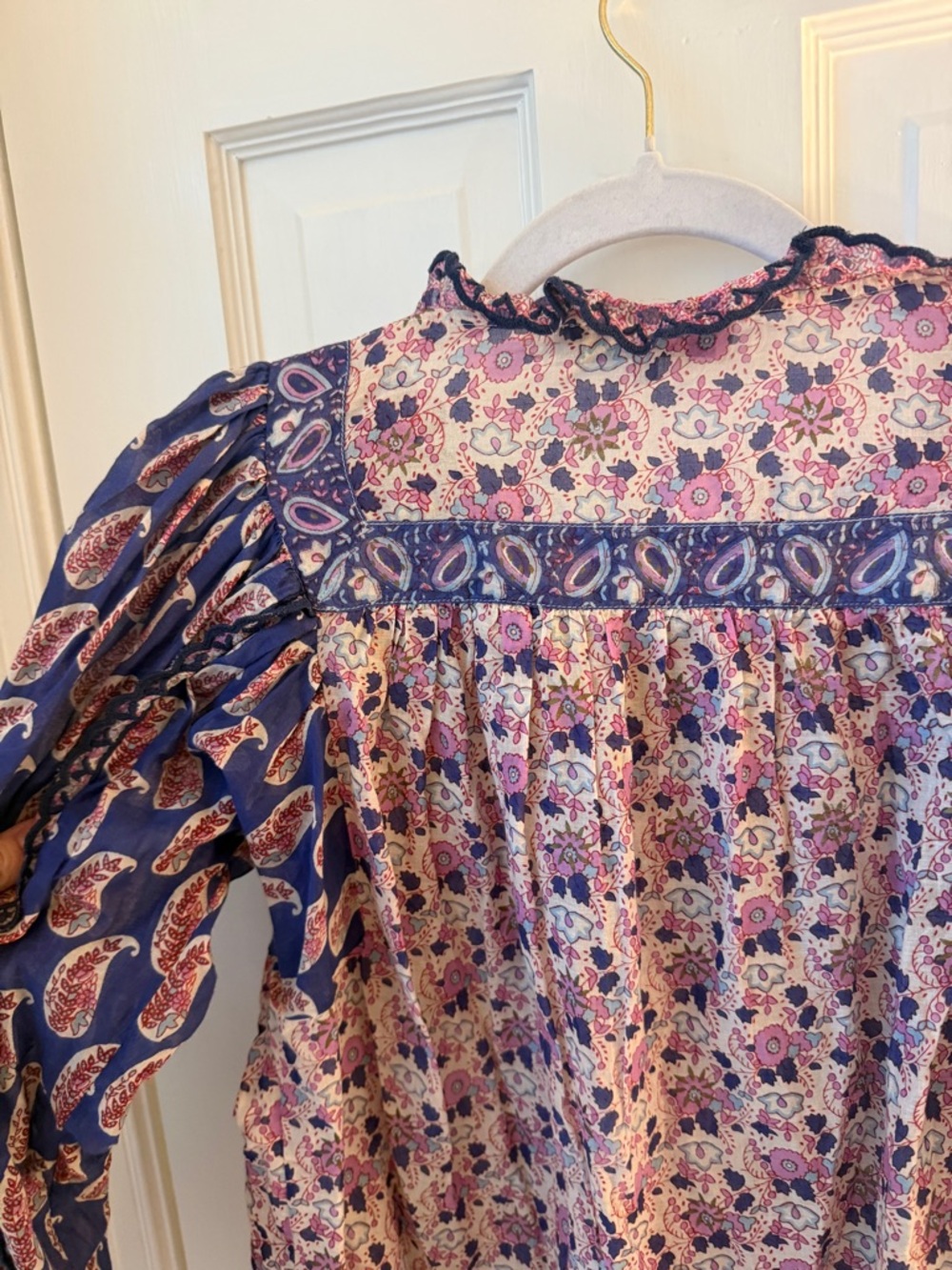Sea New York Bianca Ruffle Mixed Paisley Ruffle Blouse | - Picture 9 of 10
